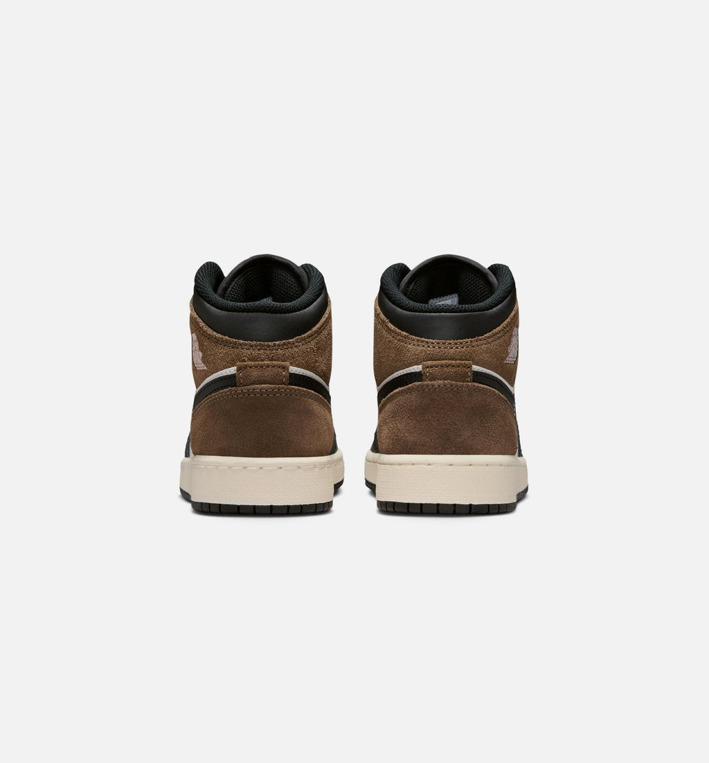 Air Jordan 1 Mid Grade School Sneakers - Black / Palomino / University Red