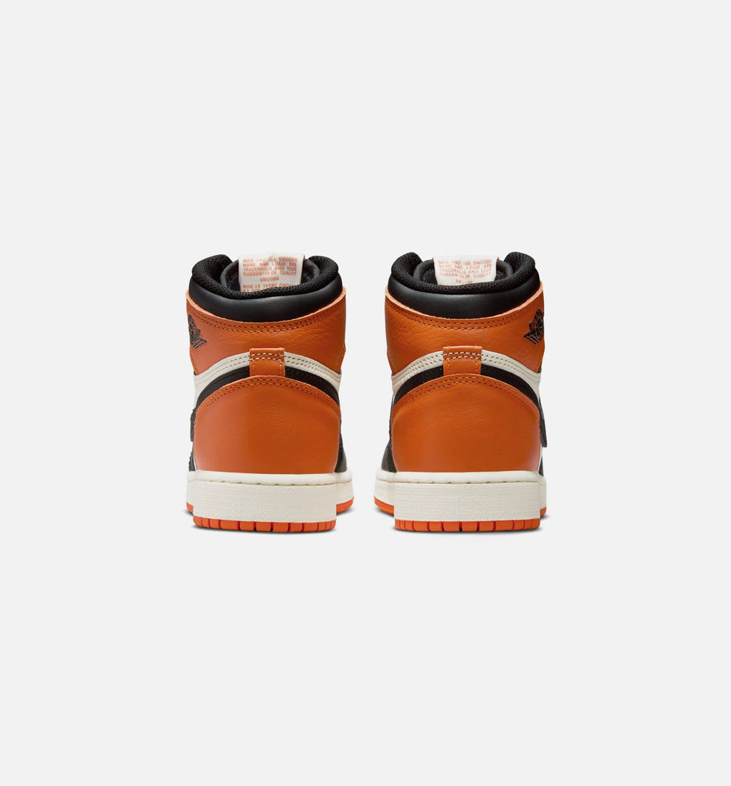 Air Jordan 1 Retro High OG Shattered Backboard Grade School Sneakers - Black / Black / Sail / Starfish