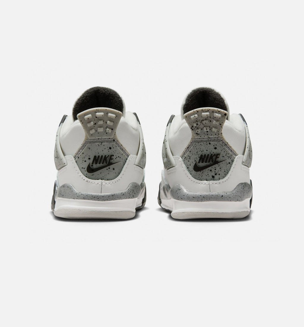 Air Jordan 4 Retro White Cement Infant & Toddler Sneakers - Summit White / Fire Red / Cement Grey / Black
