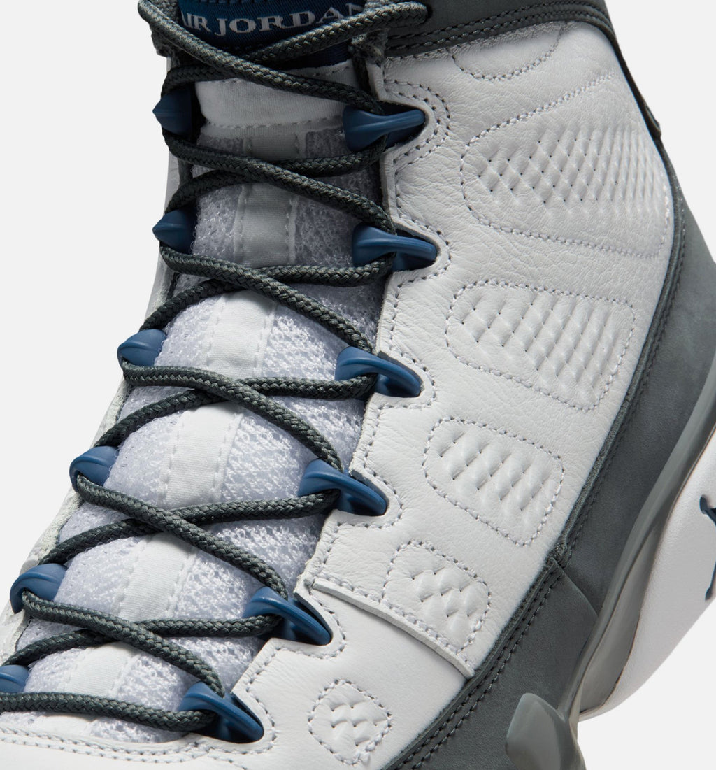 Air Jordan 9 Retro Flint Grey and French Blue Men's Sneakers - White / French Blue / Flint Grey