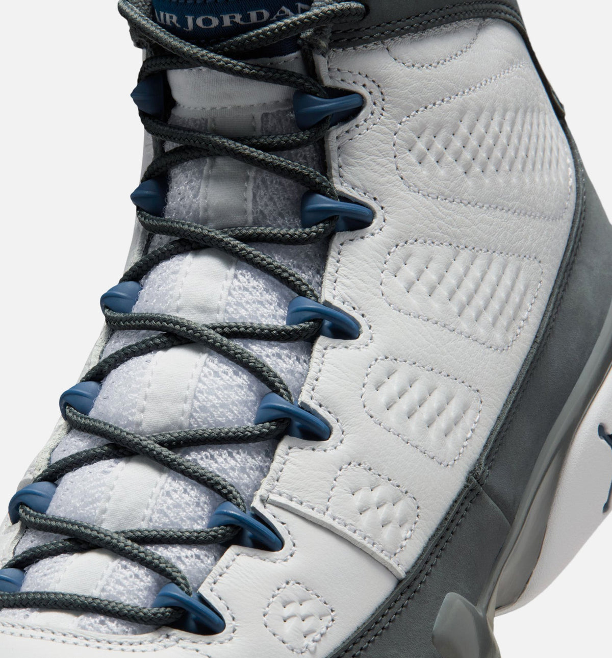 Air Jordan 9 Retro Flint Grey and French Blue Men's Sneakers - White / French Blue / Flint Grey