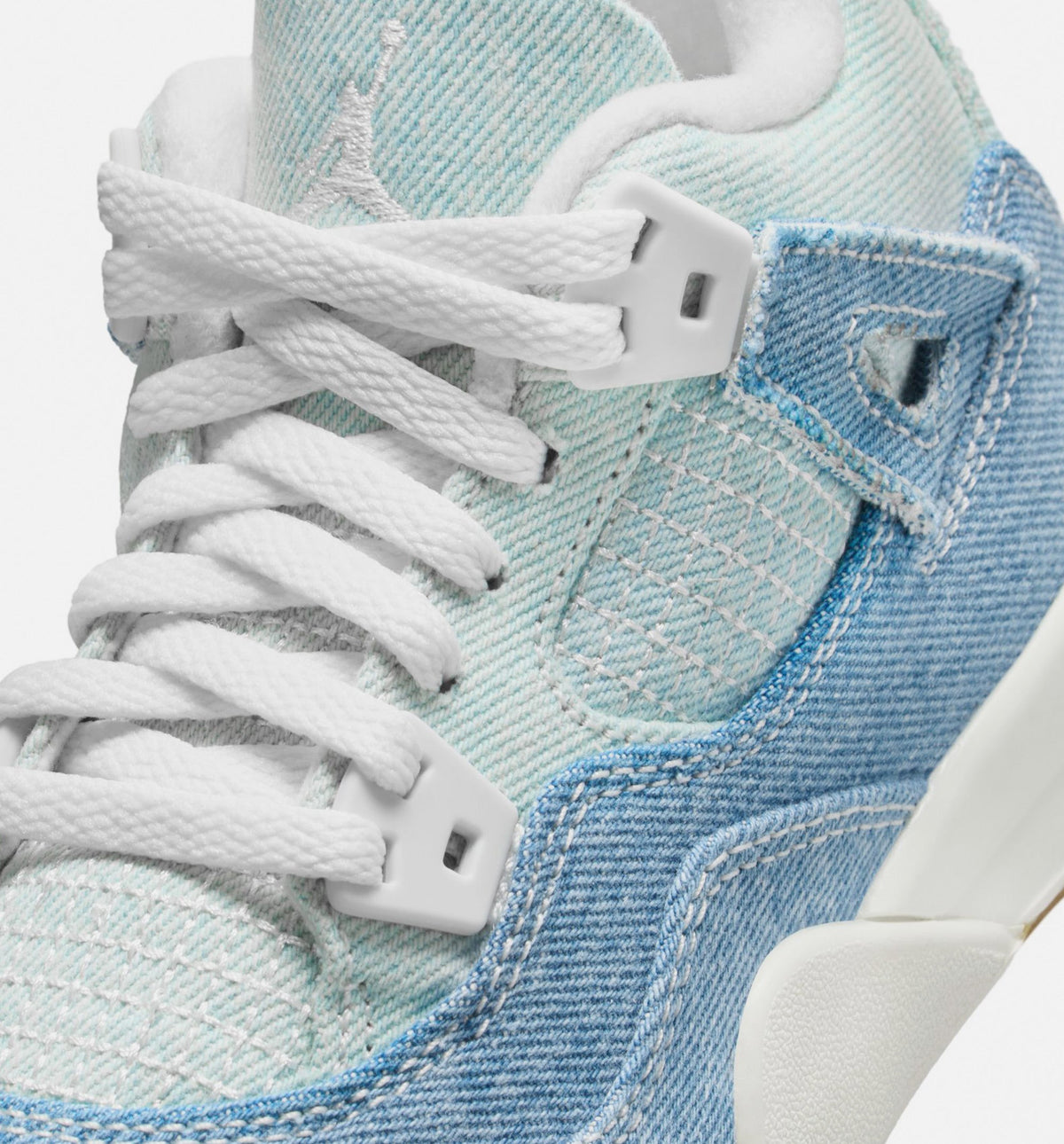 Air Jordan 4 Retro Worn Blue Preschool Sneakers - Sail / Worn Blue / Metallic Gold