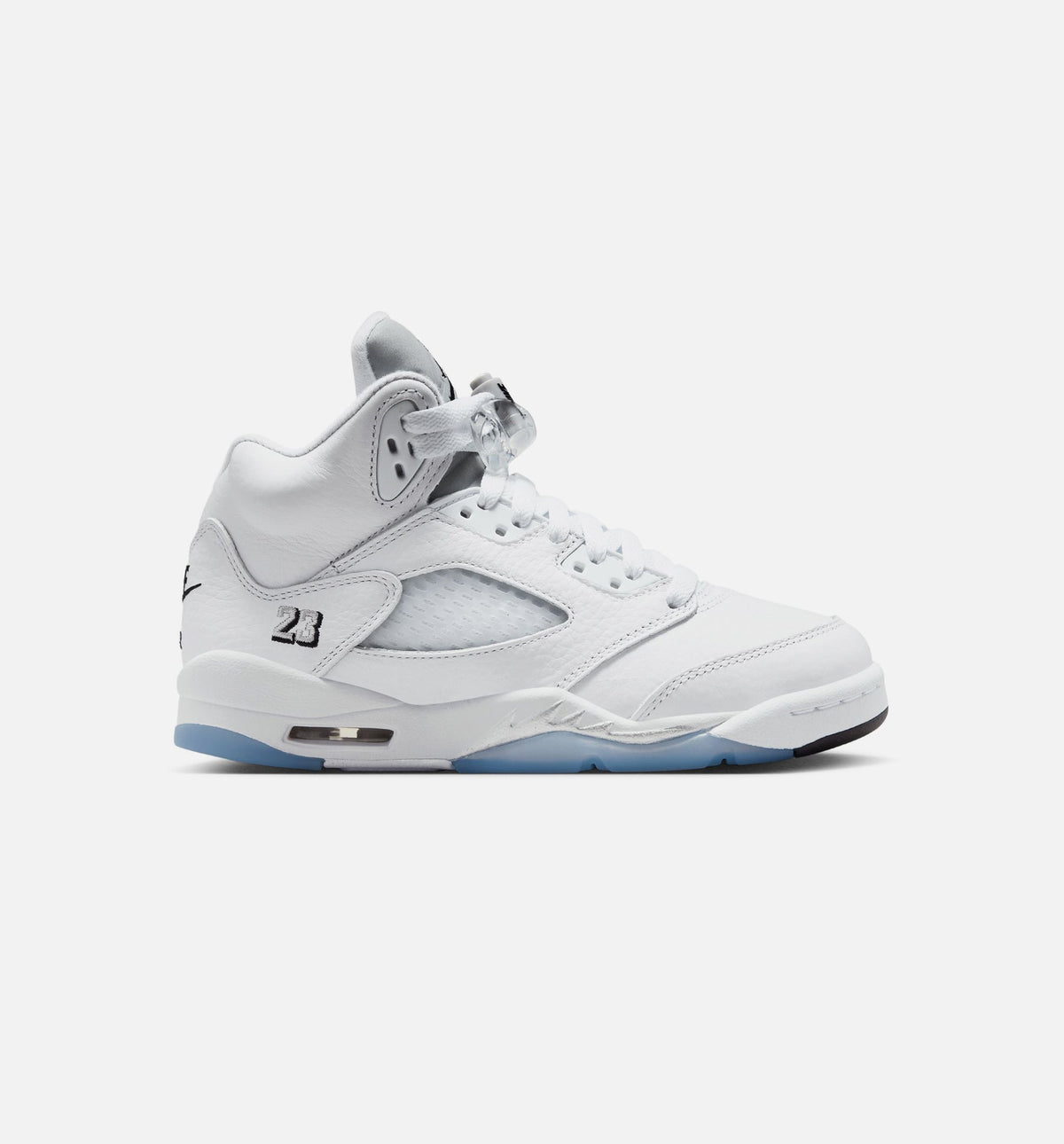 Air Jordan 5 Retro OG White Metallic Grade School Sneakers - White / Black / Metallic Silver