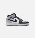 Air Jordan 1 Mid Grade School Sneakers - White / Light Smoke Grey / Black