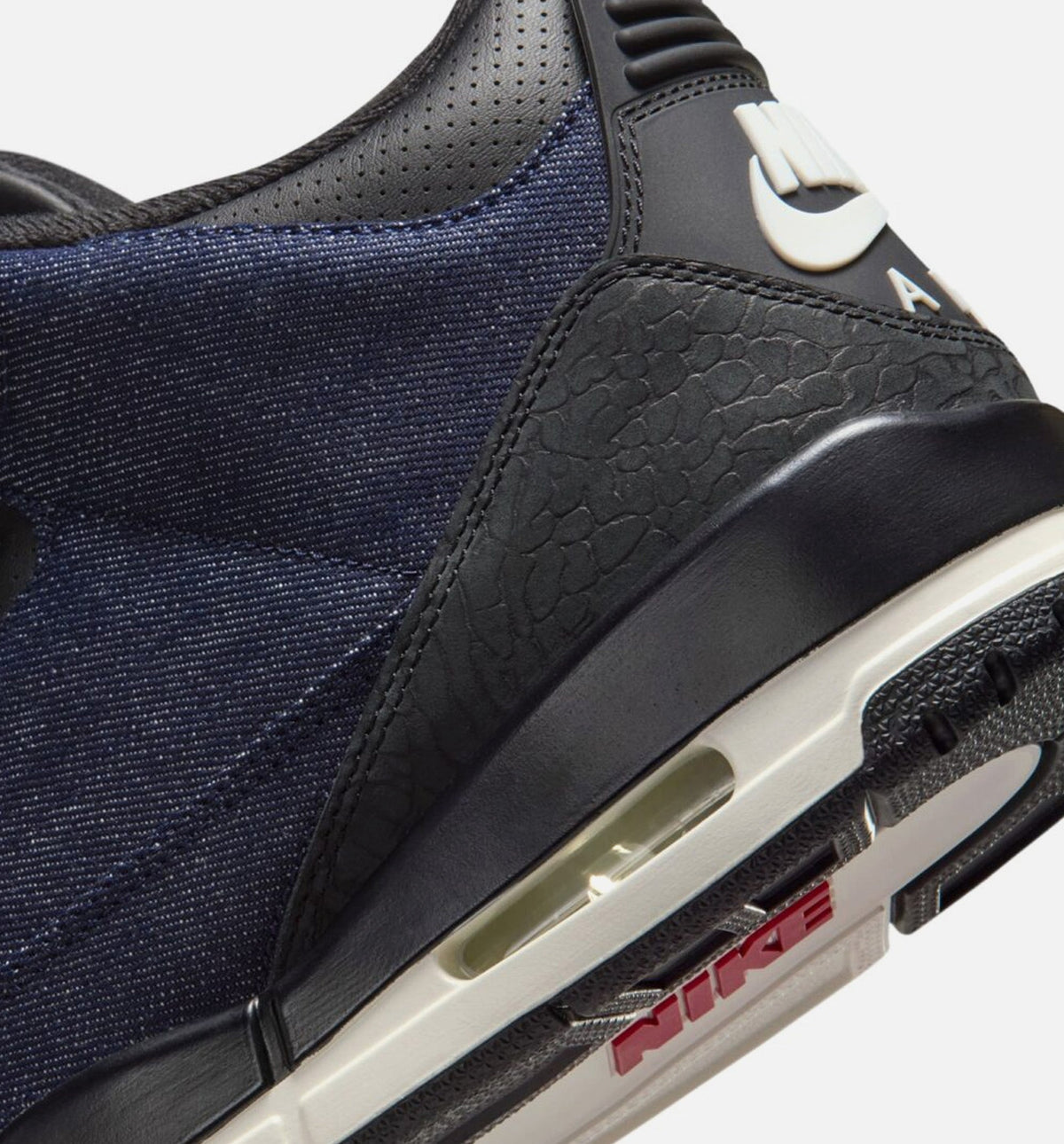 Air Jordan 3 x Levi's Indigo and Gym Red Men's Sneakers - Denim / Black / Sail / Gym Red