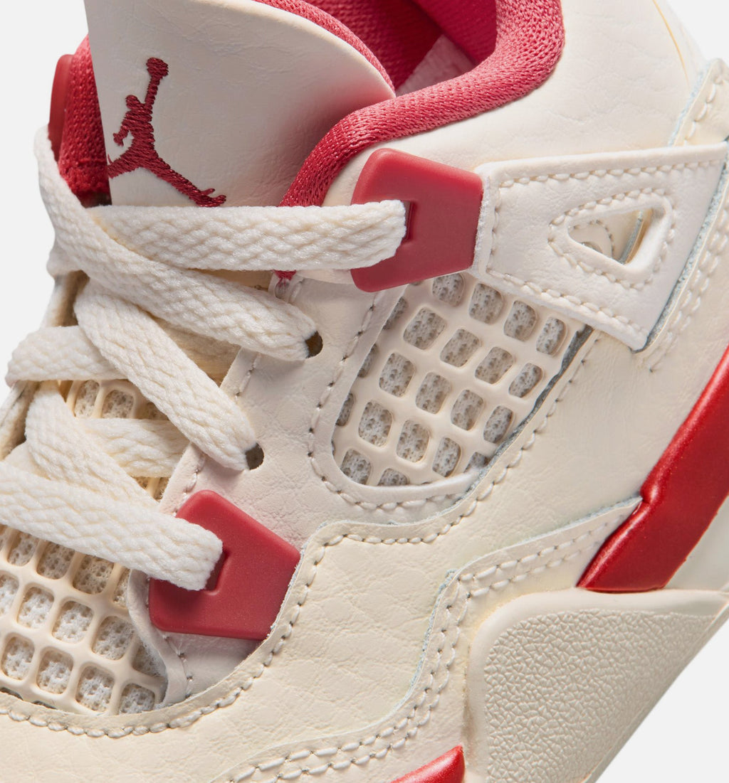 Air Jordan 4 Retro Valentine's Day Infant & Toddler Sneakers - Pale Ivory / Sierra Red / Tough Red