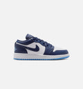 Air Jordan 1 Low Grade School Sneakers - Midnight Navy / University Blue