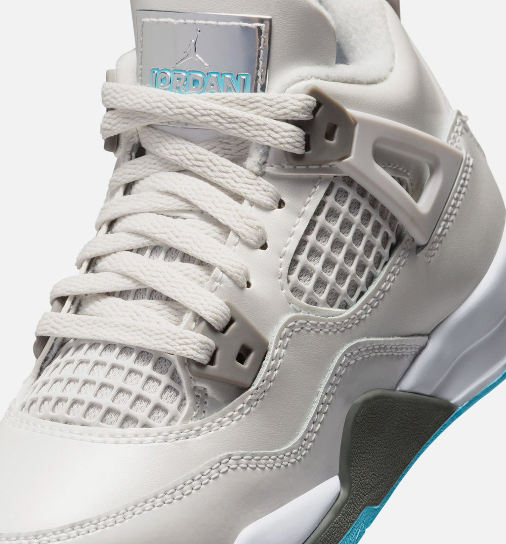 Air Jordan 4 Retro Blue Chill Preschool Sneakers - Photon Dust / Blue Chill / Flat Pewter / White / Blue Tint