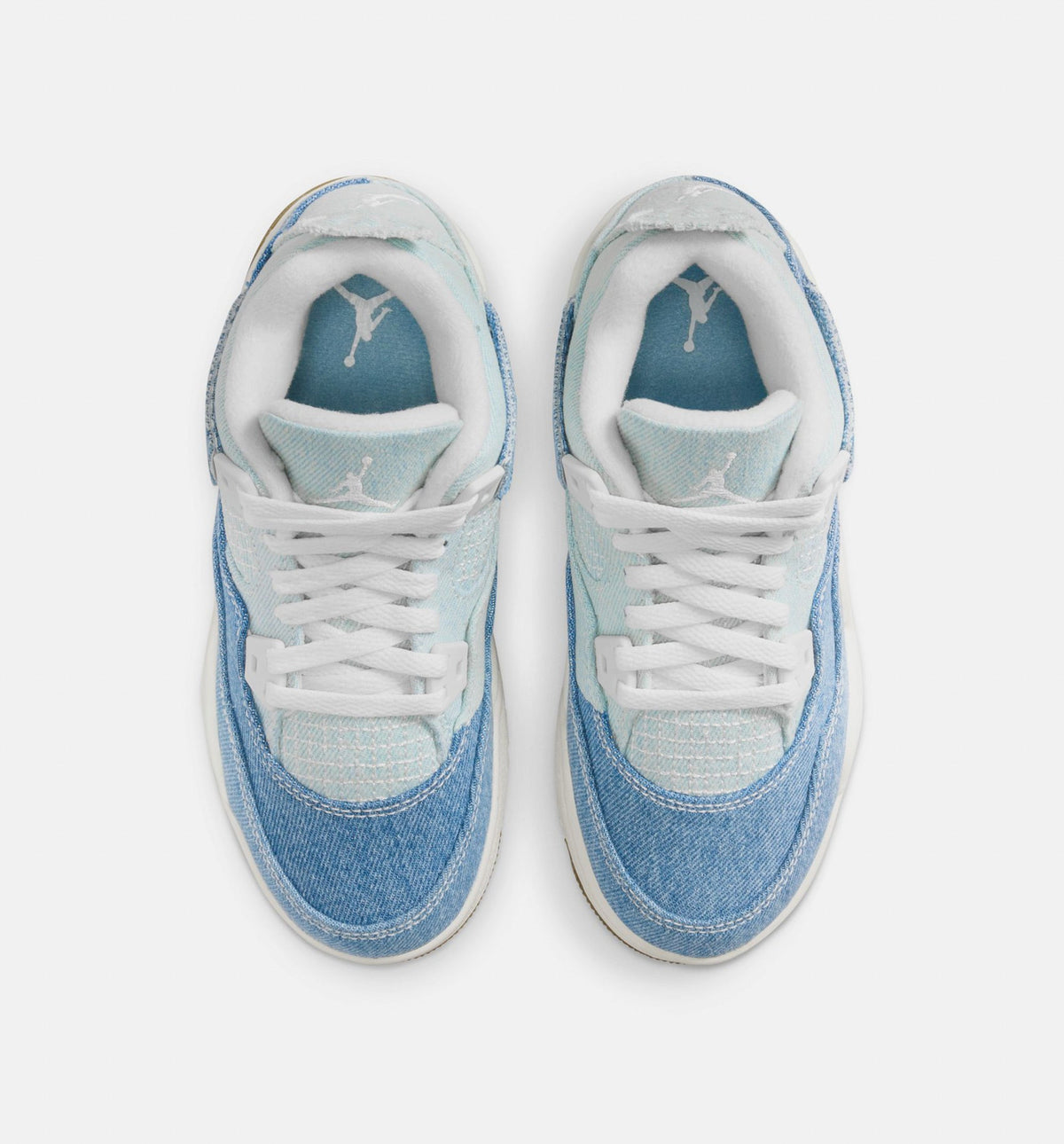 Air Jordan 4 Retro Worn Blue Preschool Sneakers - Sail / Worn Blue / Metallic Gold