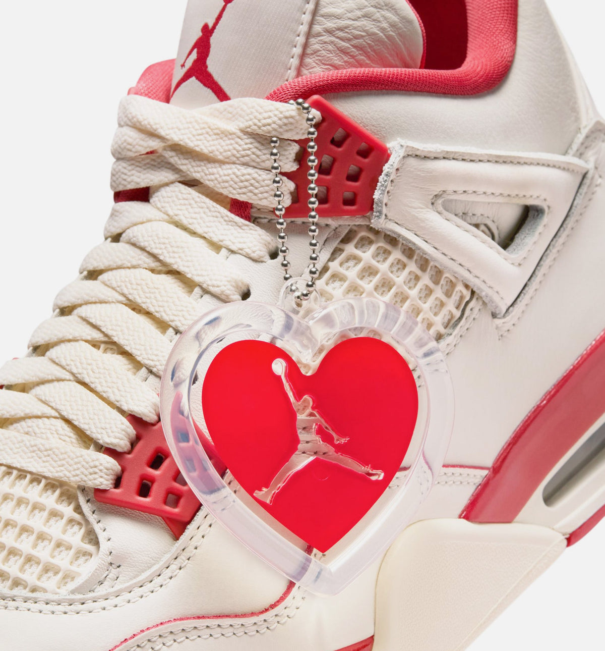 Air Jordan 4 Retro Valentine's Day Women's Sneakers - Pale Ivory / Sierra Red / Tough Red