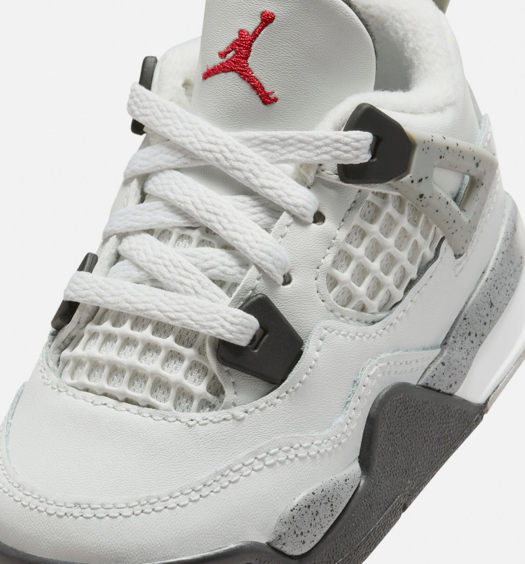 Air Jordan 4 Retro White Cement Infant & Toddler Sneakers - Summit White / Fire Red / Cement Grey / Black
