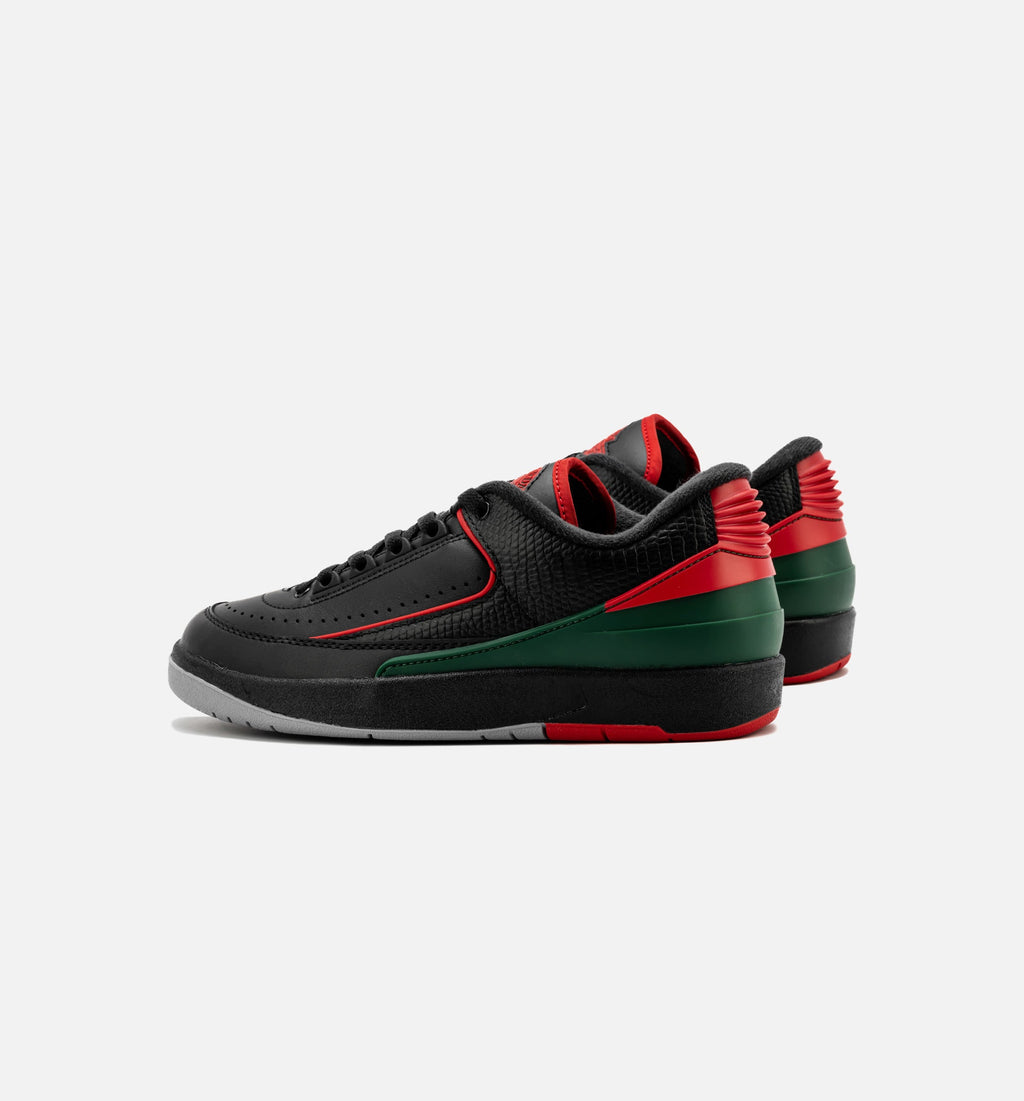 Air Jordan 2 Retro Low Christmas Grade School Sneakers - Black / Fire Red / Cement Grey