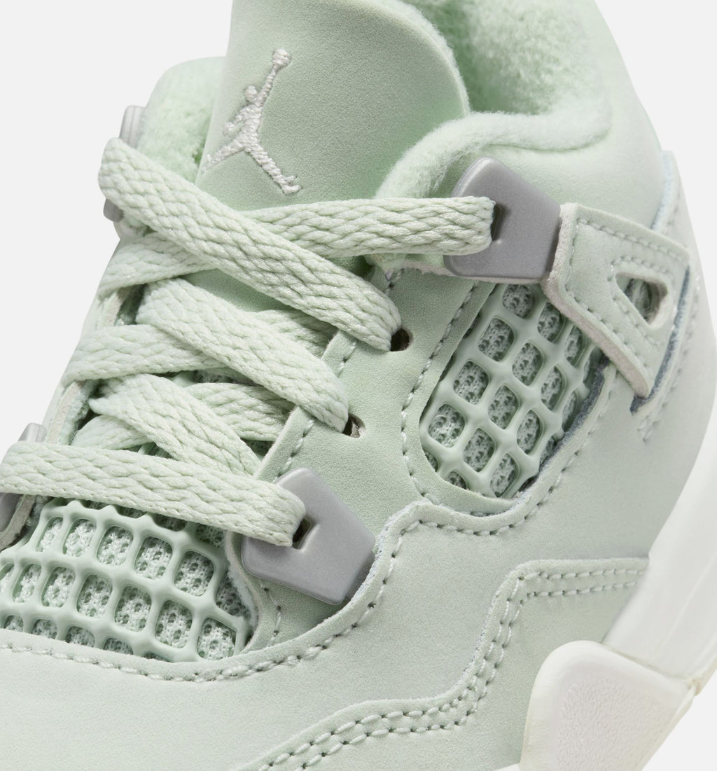 Air Jordan 4 Retro Abundance Infant & Toddler Sneakers - Seafoam / Sail / Metallic Silver