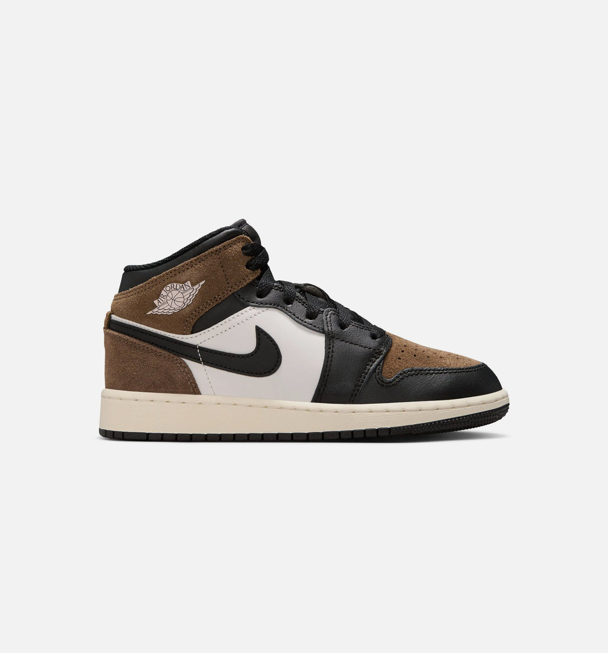Air Jordan 1 Mid Grade School Sneakers - Black / Palomino / University Red