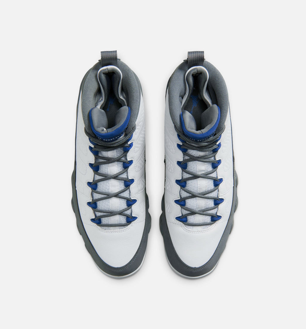 Air Jordan 9 Retro Flint Grey and French Blue Men's Sneakers - White / French Blue / Flint Grey