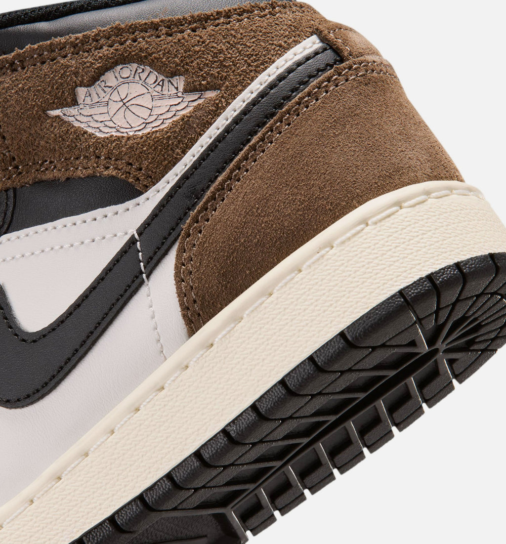 Air Jordan 1 Mid Grade School Sneakers - Black / Palomino / University Red