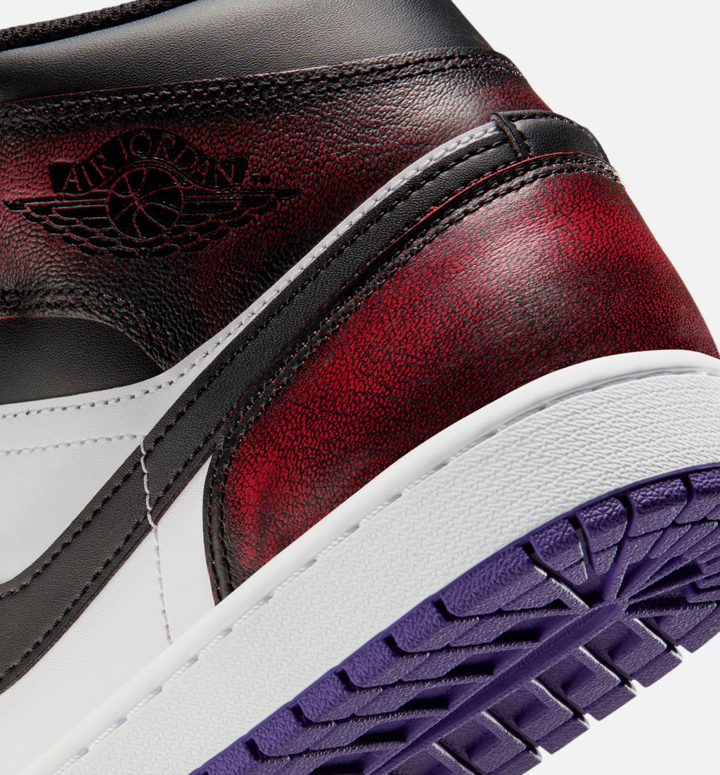 Air Jordan 1 Mid SE Men's Sneakers - True Red / White / Court Purple / Black