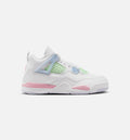 Air Jordan 4 Retro Medium Soft Pink Preschool Sneakers - White / Medium Soft Pink / Half Blue
