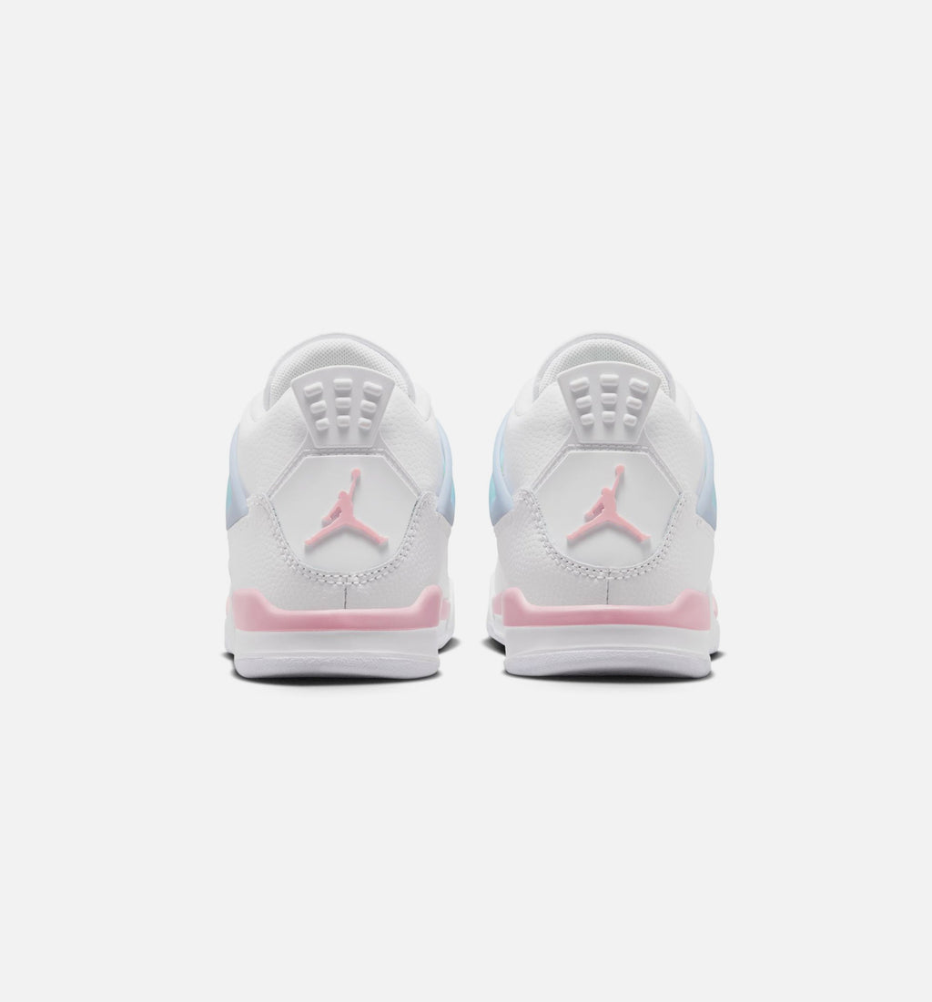 Air Jordan 4 Retro Medium Soft Pink Preschool Sneakers - White / Medium Soft Pink / Half Blue