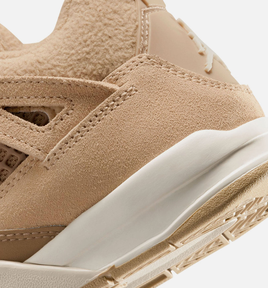 Air Jordan 4 Retro Cozy Girl Preschool Sneakers - Hemp / Light Orewood Brown