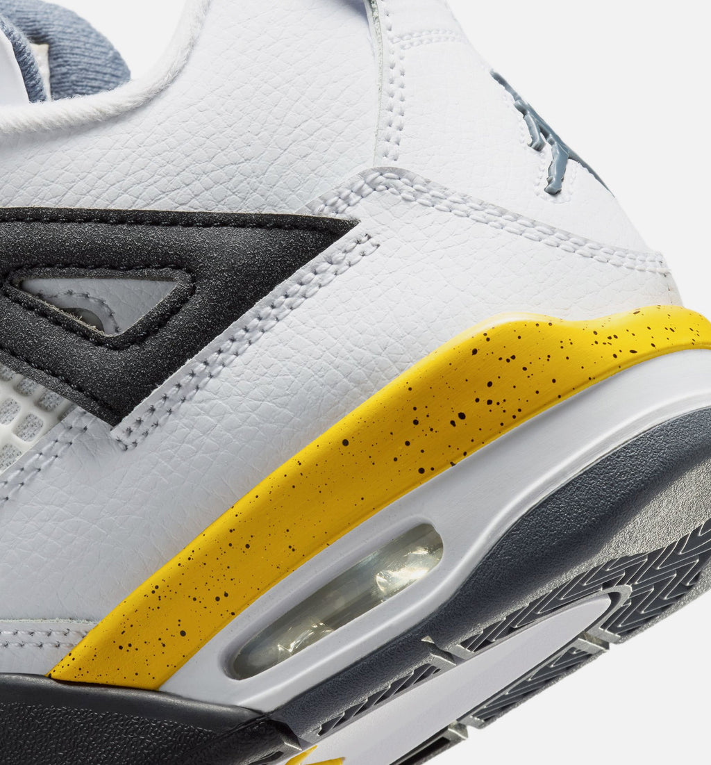 Air Jordan 4 Retro Rare Air Tour Yellow Grade School Sneakers - White / Dark Blue Grey / Black / Tour Yellow