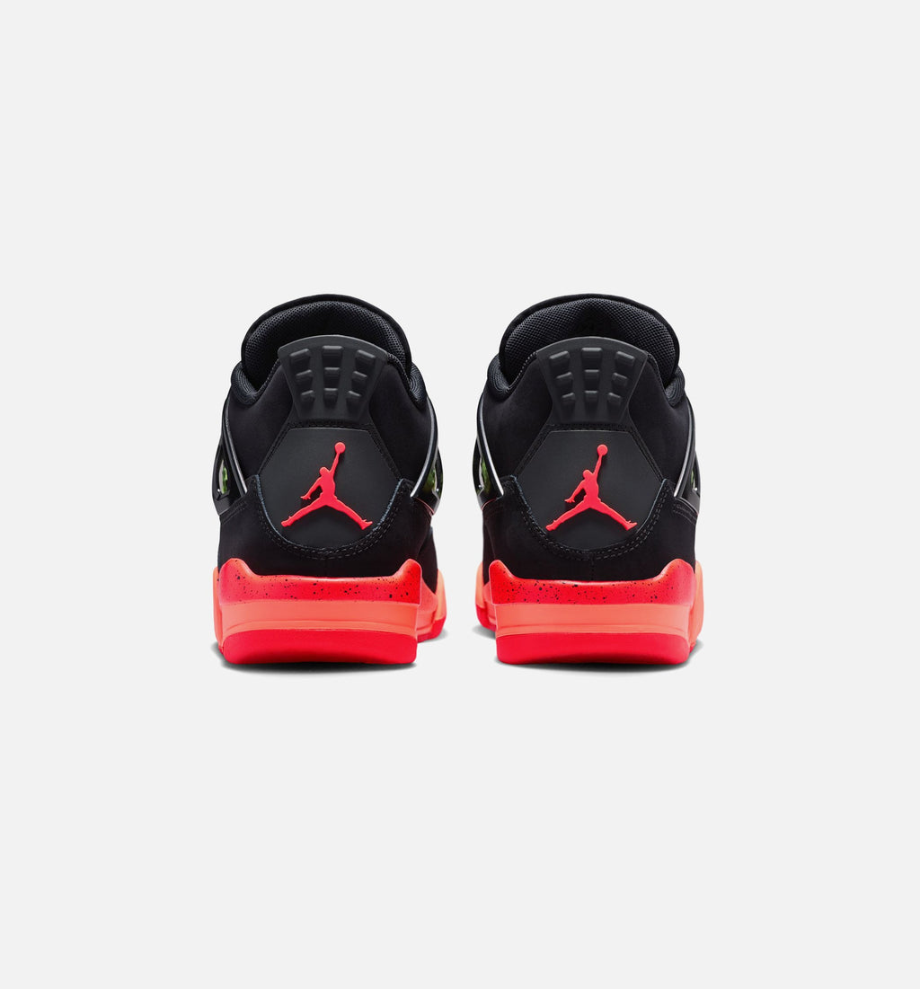 Air Jordan 4 Retro Black Infrared 23 Grade School Sneakers - Black / Infrared 23 / Bright Mango