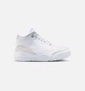 Air Jordan 3 Retro White and Silver Preschool Sneakers - White / Metallic Silver