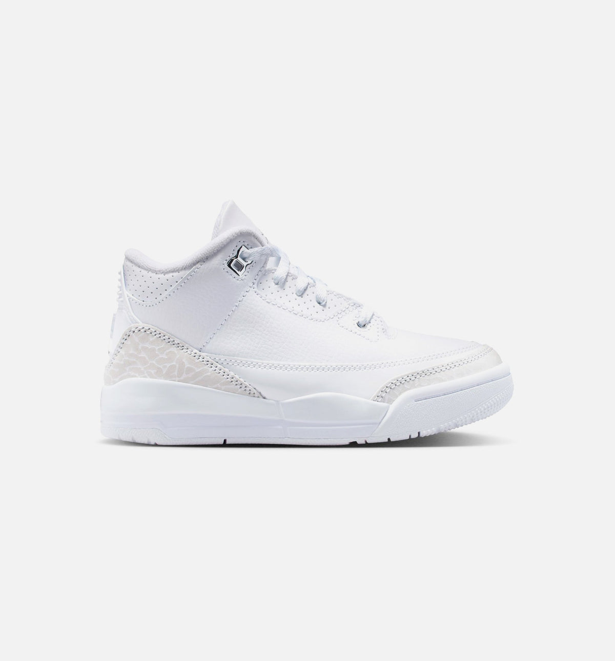 Air Jordan 3 Retro White and Silver Preschool Sneakers - White / Metallic Silver