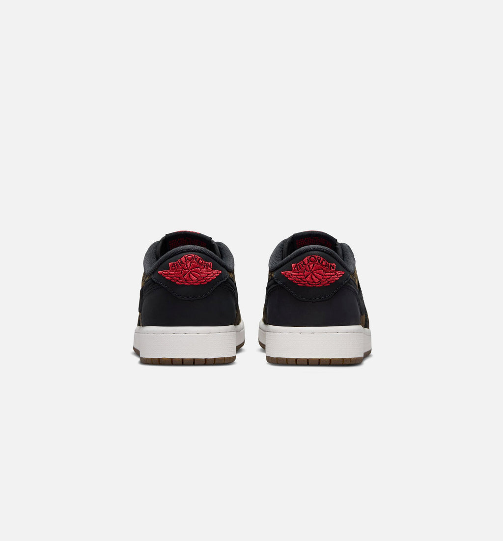 Air Jordan 1 Retro Low OG Laser Grade School Sneakers - Black / Varsity Red / Summit White