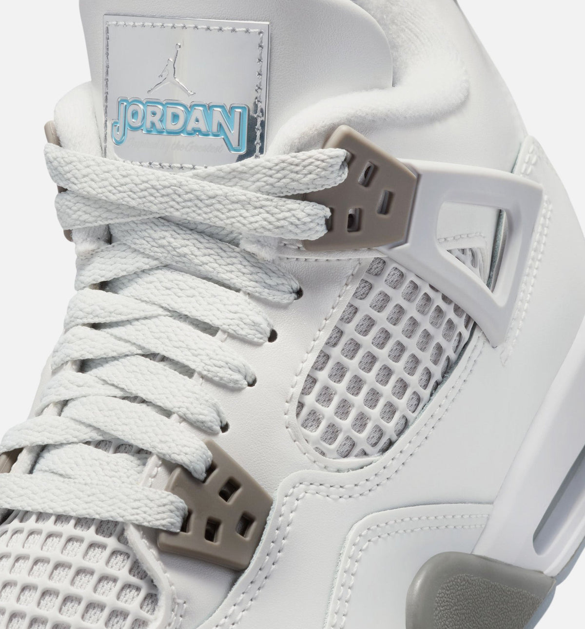 Air Jordan 4 Retro Blue Chill Grade School Sneakers - Photon Dust / Blue Chill / Flat Pewter / White / Blue Tint