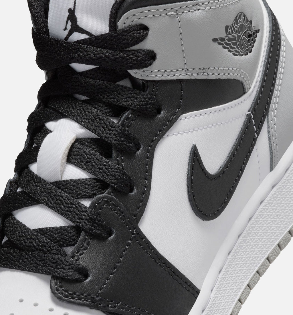Air Jordan 1 Mid Grade School Sneakers - White / Light Smoke Grey / Black