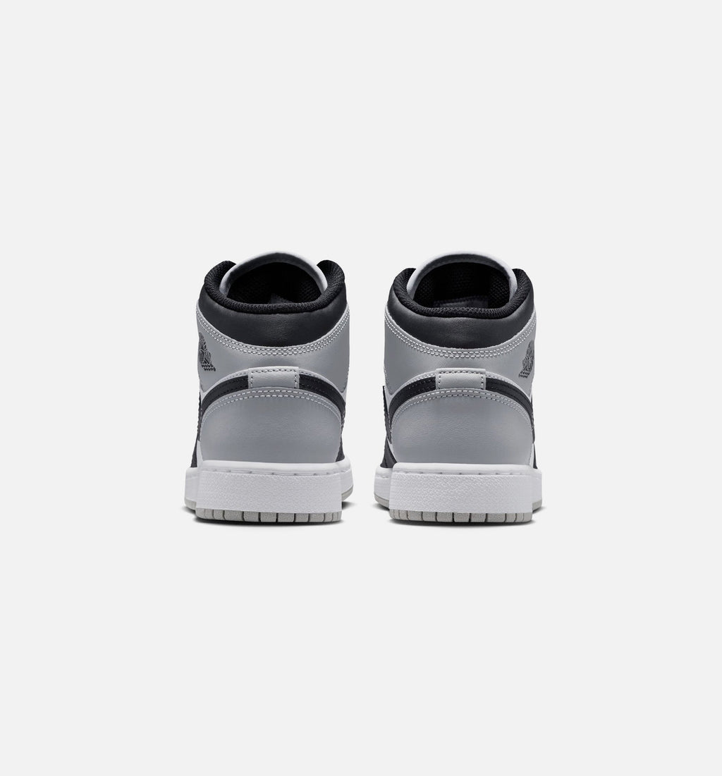 Air Jordan 1 Mid Grade School Sneakers - White / Light Smoke Grey / Black