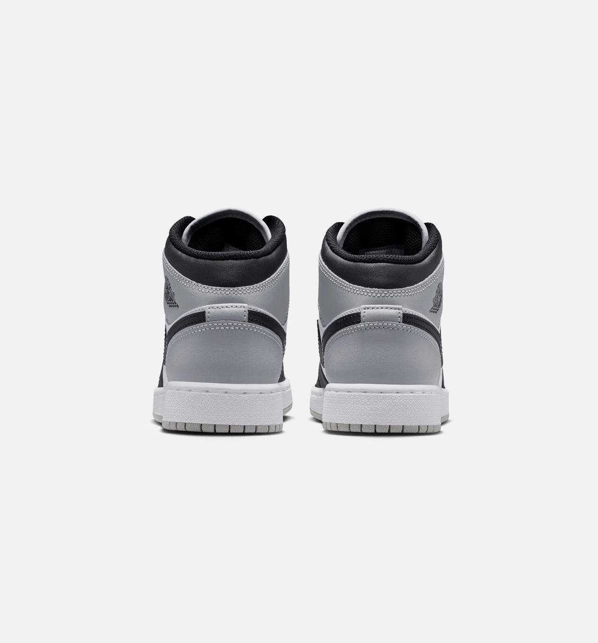 Air Jordan 1 Mid Grade School Sneakers - White / Light Smoke Grey / Black