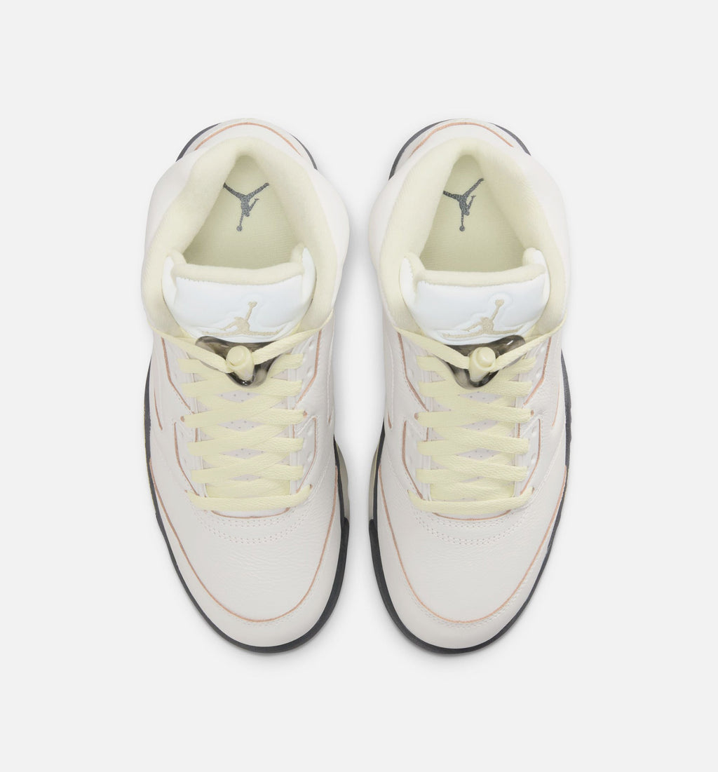 Air Jordan 5 Retro Luminous Green and Sail Women's Sneakers - Sail / Luminous Green / Anthracite