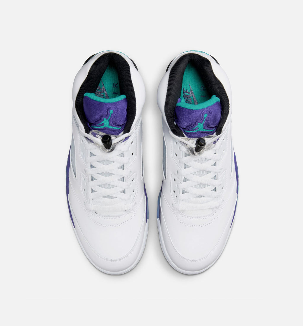 Air Jordan 5 Retro Grape Men's Sneakers - White / New Emerald / Grape Ice / Black