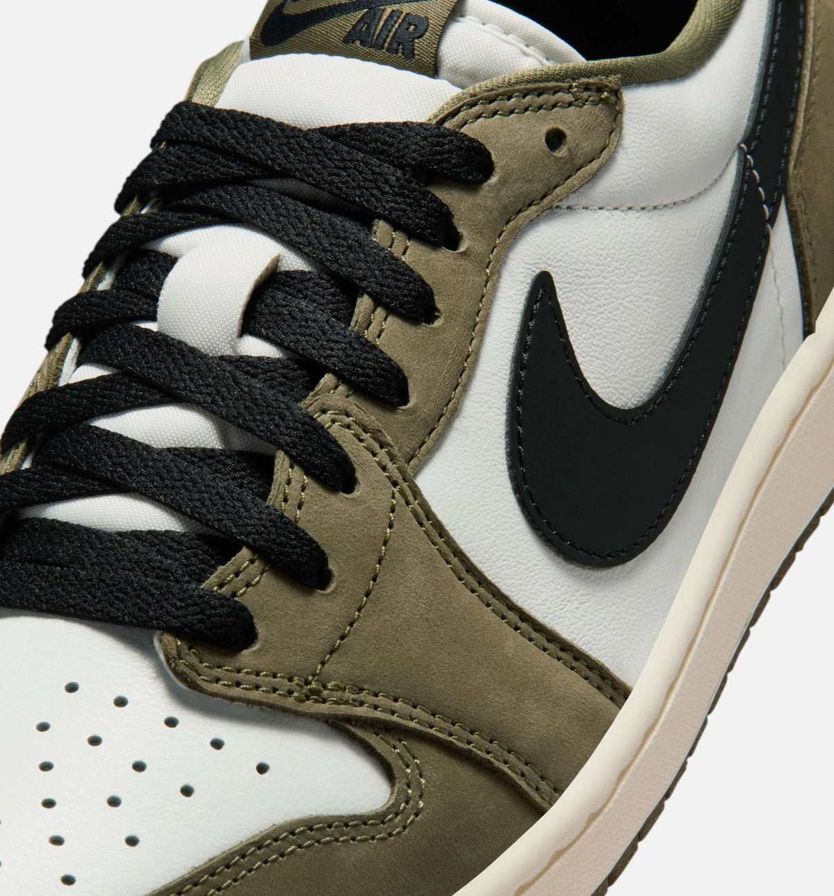 Air Jordan 1 Low OG Men's Sneakers - Medium Olive / Black / Summit White / Sail