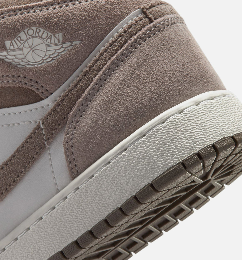 Air Jordan 1 Mid Grade School Sneakers - Enigma Stone / Olive Grey / Summit White