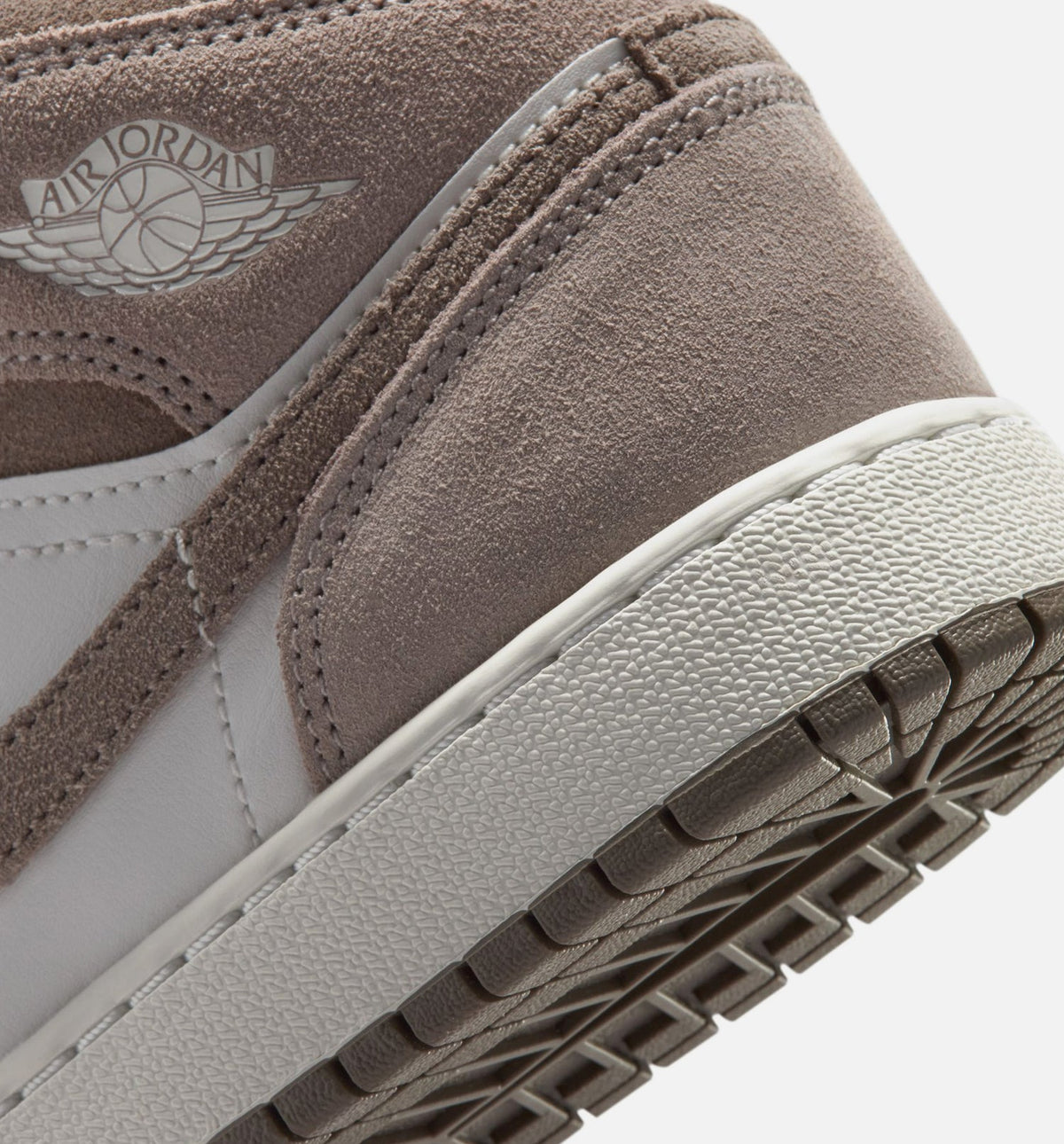 Air Jordan 1 Mid Grade School Sneakers - Enigma Stone / Olive Grey / Summit White