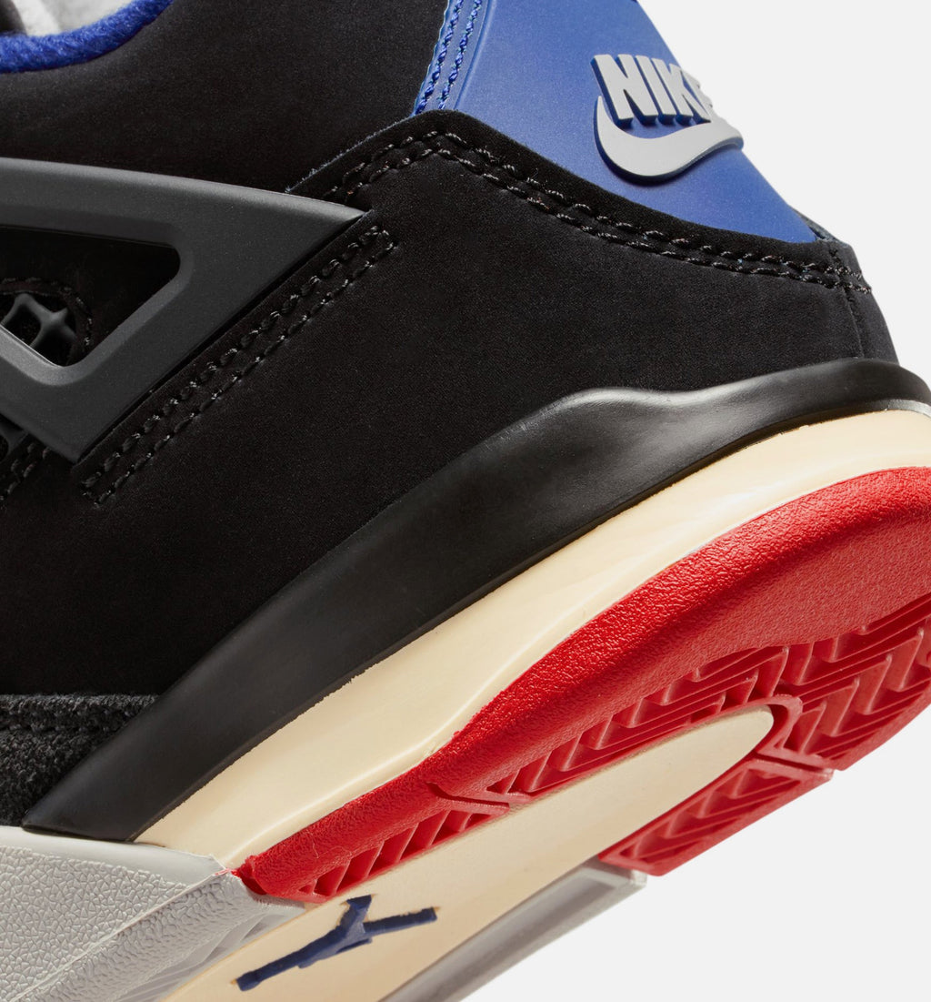 Air Jordan 4 Retro Rare Air Preschool Sneakers - Black / Fire Red / Deep Royal Blue
