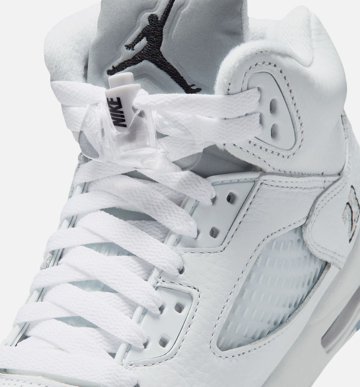 Air Jordan 5 Retro OG White Metallic Grade School Sneakers - White / Black / Metallic Silver
