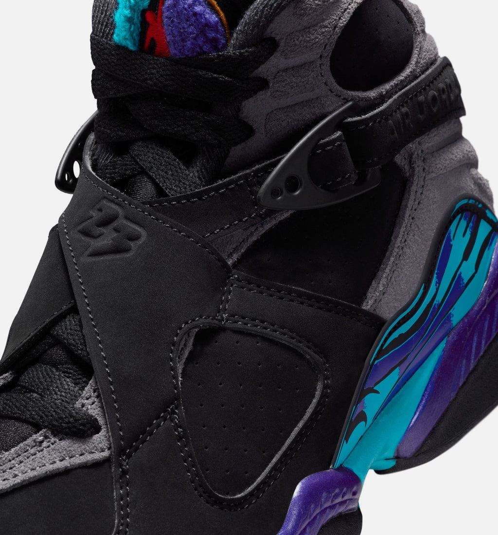 Air Jordan 8 Retro Aqua Grade School Sneakers - Black / Bright Concord / Multi-Color