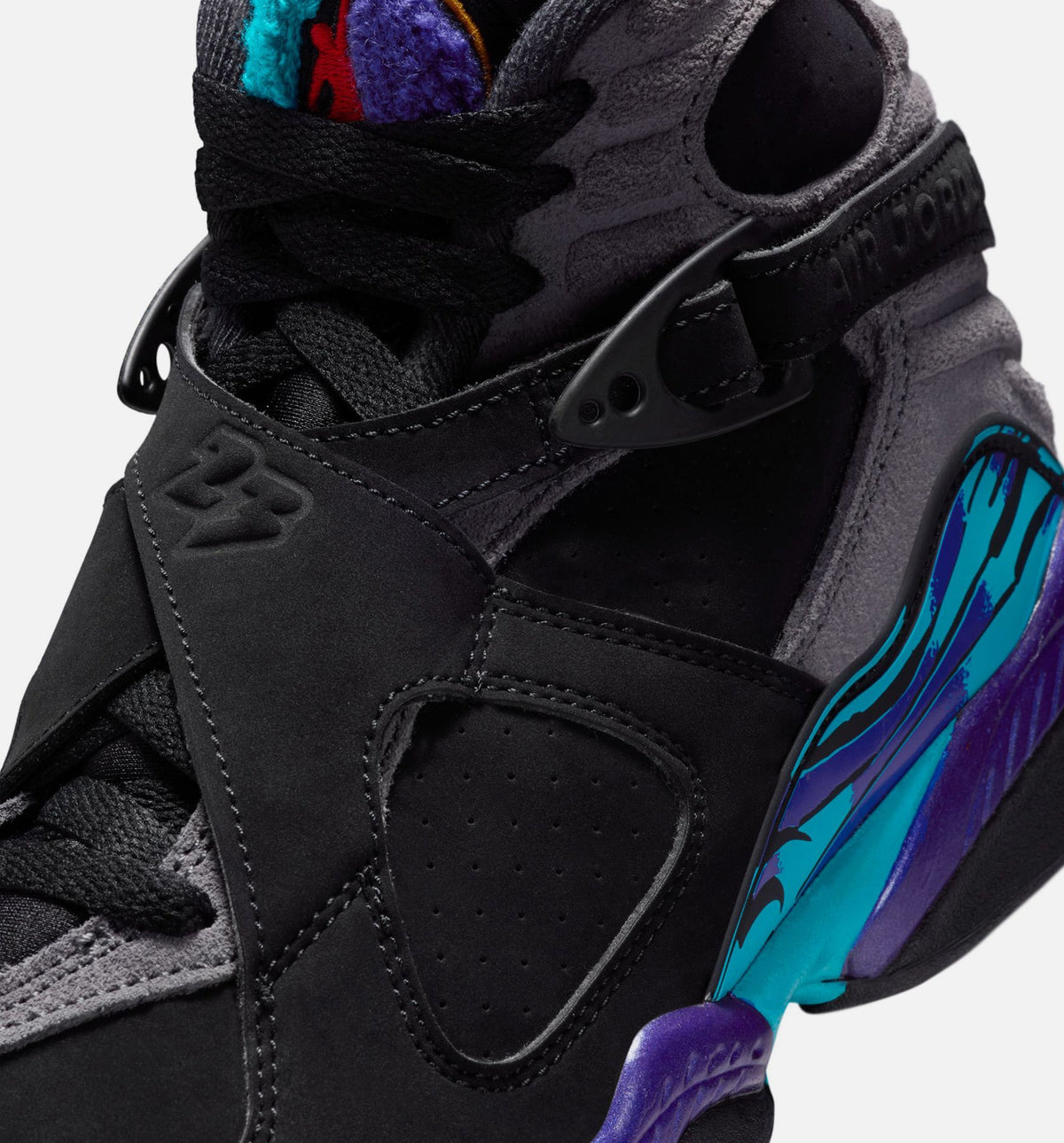 Air Jordan 8 Retro Aqua Grade School Sneakers - Black / Bright Concord / Multi-Color