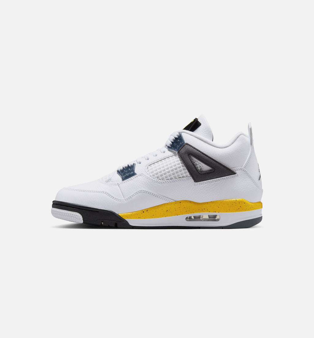Air Jordan 4 Retro Rare Air Tour Yellow Men's Sneakers - White / Dark Blue Grey / Black / Tour Yellow