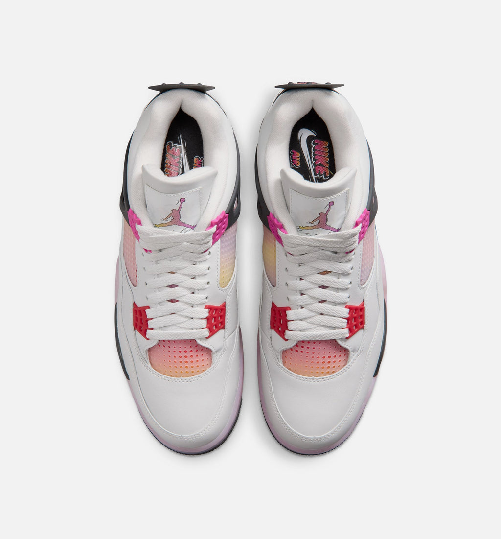 Air Jordan 4 Retro Comic Men's Sneakers - Off White / Fire Pink / Anthracite