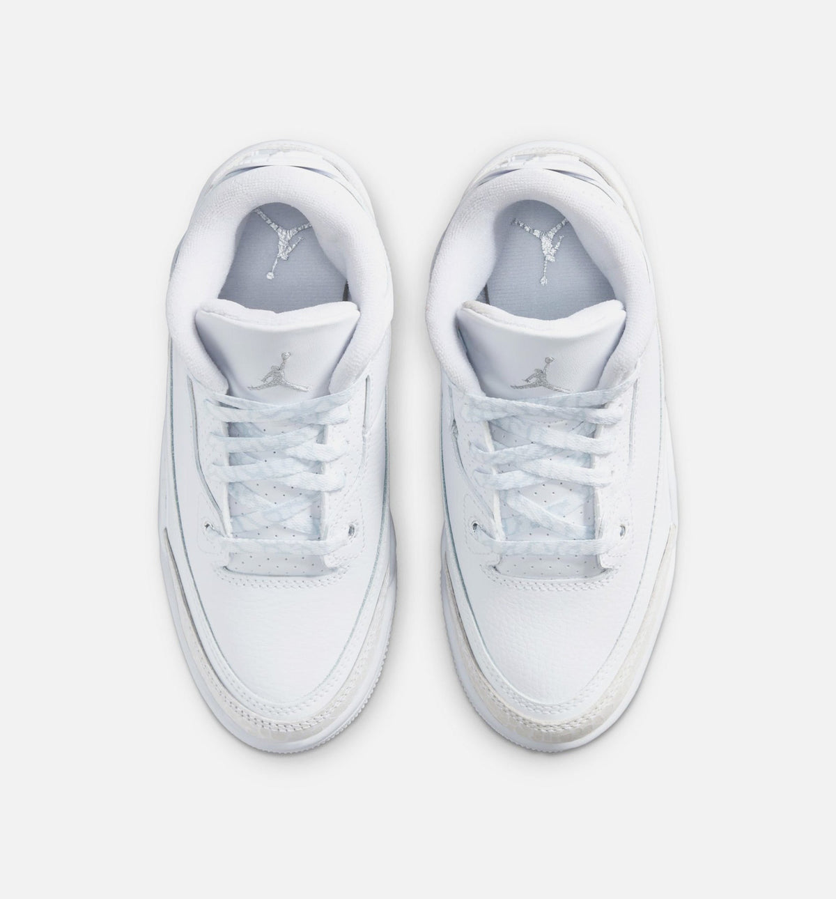 Air Jordan 3 Retro White and Silver Preschool Sneakers - White / Metallic Silver