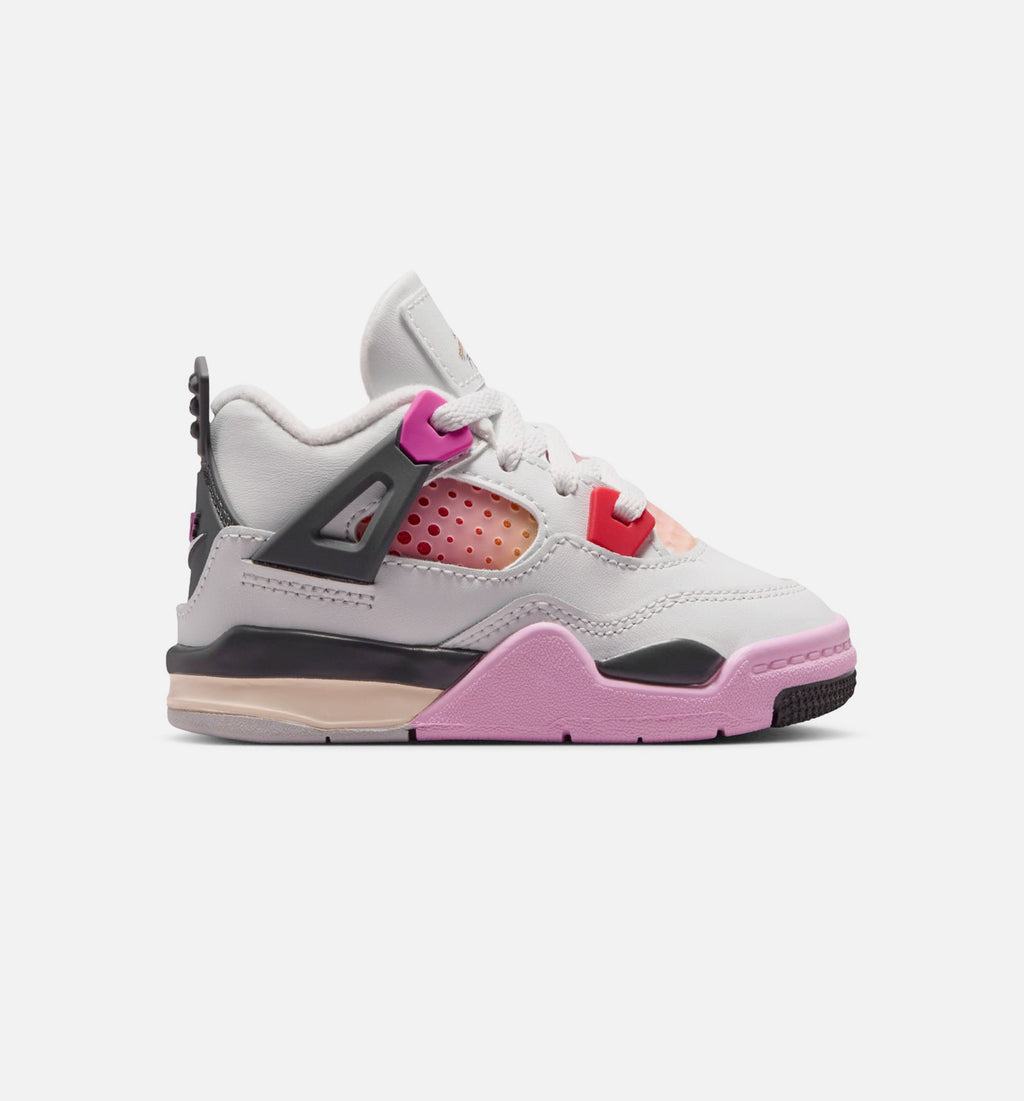 Air Jordan 4 Retro Comic Infant & Toddler Sneakers - Off White / Fire Pink / Anthracite