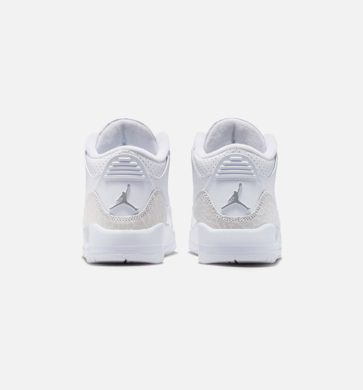 Air Jordan 3 Retro White and Silver Preschool Sneakers - White / Metallic Silver