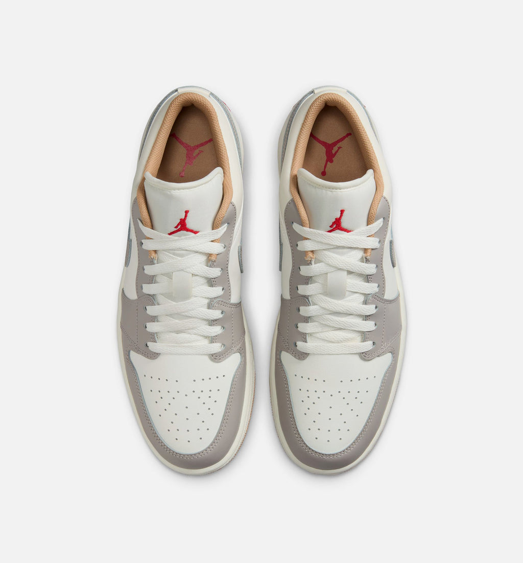 Air Jordan 1 Low Men's Sneakers - Sail / Fire Red / College Grey / Hemp