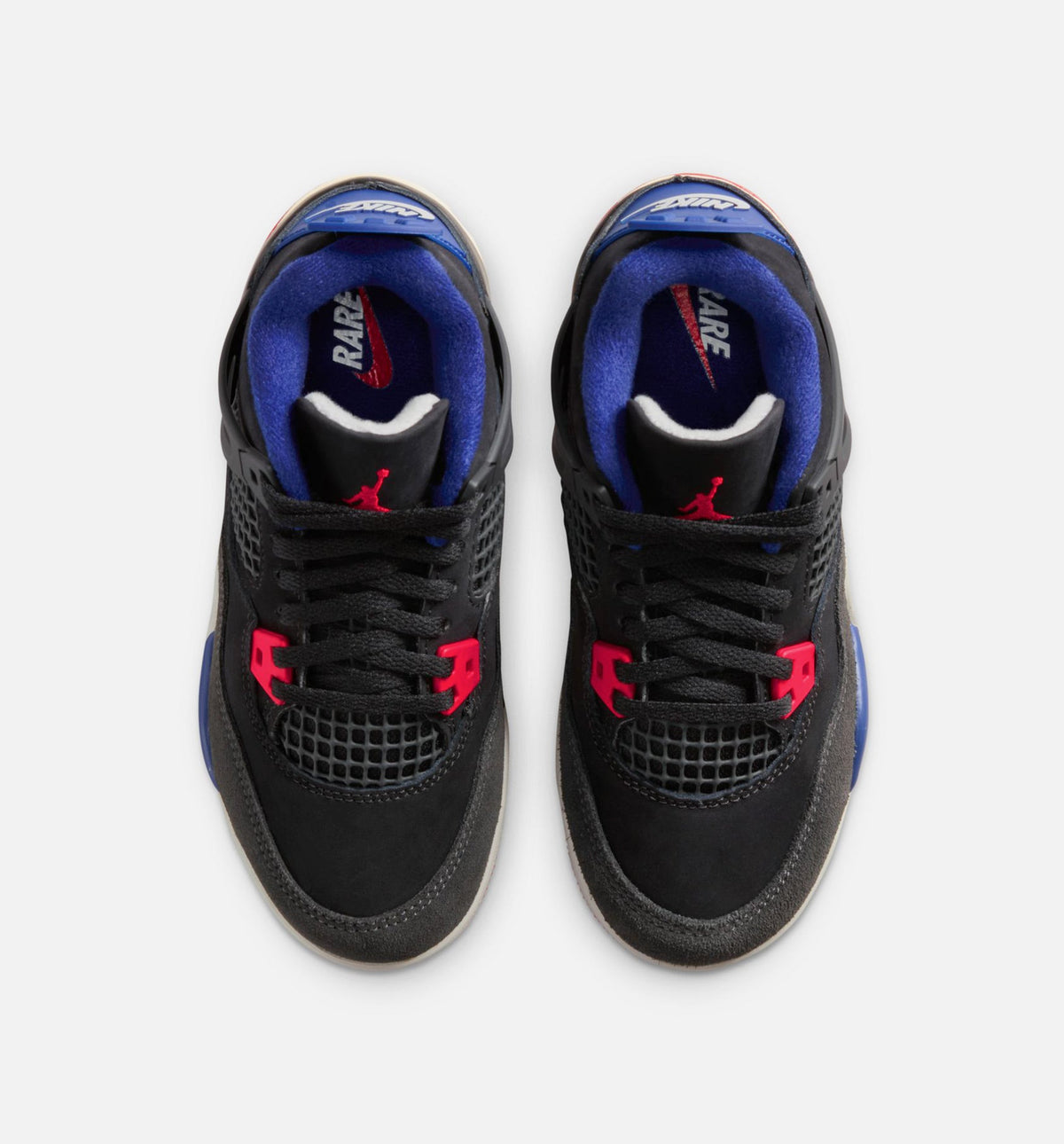 Air Jordan 4 Retro Rare Air Preschool Sneakers - Black / Fire Red / Deep Royal Blue