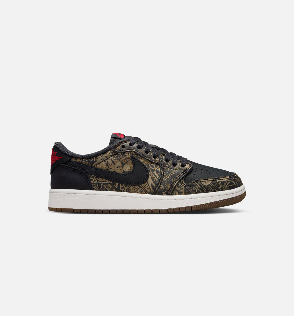 Air Jordan 1 Retro Low OG Laser Grade School Sneakers - Black / Varsity Red / Summit White